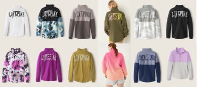 Victoria's Secret Pink Varsity Half Zip Pullover Sweatshirt-image