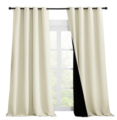 NICETOWN Thermal Insulated, Blackout Curtains (Beige, 1 Pair, 55 in x 102 in)-image