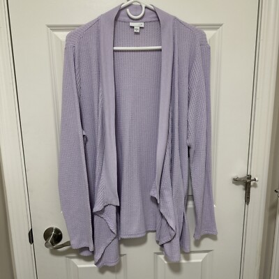 J Jill Lavender Open Front Dip Hem Polyester Blend Cardigan Size XL-image