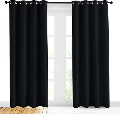 NICETOWN Black Blackout Curtains for Bedroom 84 Inches Long - Light Reducing The-image