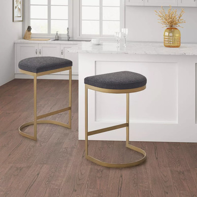 Eugene Counter Height Barstool Charcoal/Antique Gold - Madison Park-image
