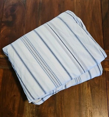  Pottery Barn Finley Striped Percale King Duvet Cover ~Blue~-image