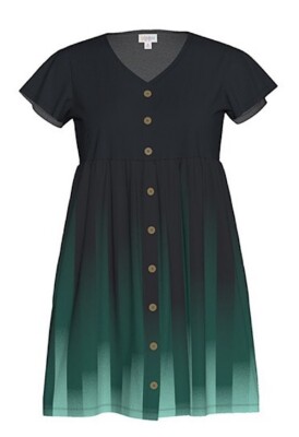 NWT LuLaRoe Large Heidi Baby Doll Dress Black Green Dipped Ombre Bottom-image