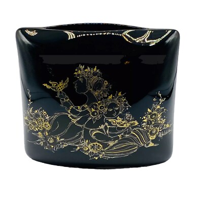 Rosenthal Studio Line Bjorn Wiinblad Black Gold Gilded Sammuramat Queen Vase 6”-image