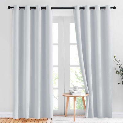Room Darkening Curtains for Living Room - Easy Care Solid Thermal Insulated G...-image