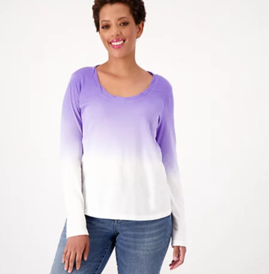 Candace Cameron Bure The Ocean Dipped Long-Sleeve Tee Violet L A473684-image