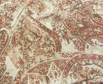 Pottery Barn Set Of 2 Paisley Rustic Panels Linen Cotton Blend 50x96in-image