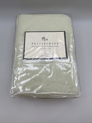 Pottery Barn Jane Paisley Quilted Standard Pillow Sham Light Celery Green New-image