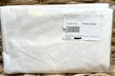 Pottery Barn Everyday Percale WHITE STANDARD Pillow Sham NEW-image