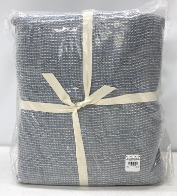 NEW Pottery Barn European Flax Linen Waffle Duvet Cover~FULL/QUEEN~Chambray-image