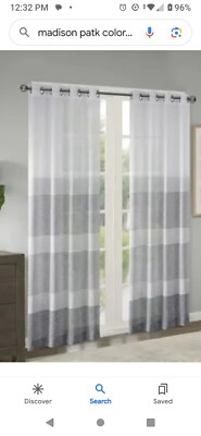 Madison Park Strip Sheer Curtains 53v84 Gray/White-image