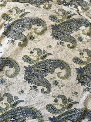 Pottery Barn Annie Blue Green Floral Paisley King Duvet Comforter Cover Organic-image
