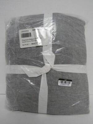 Pottery Barn Belgian Flax Linen Duvet Cover, Full Queen Flagstone Color NWT-image