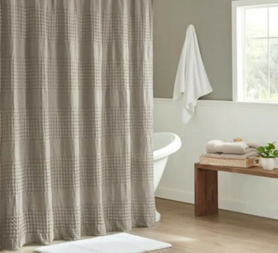 MADISON PARK CLOTH SHOWER CURTAIN SUPER WAFFLE EIDER W/ 3M SCOTCHGAURD PREMIUM!!-image