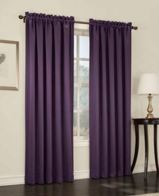Sun Zero Rod Pocket Room Darkening Curtain Panel in Plum, 54 in. W x 95 in.-image