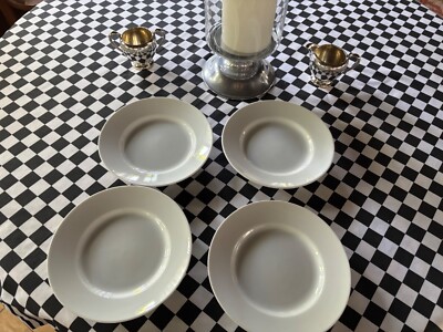 Set of 4 Pottery Barn Great White Rim Shape Collection 8 1/8