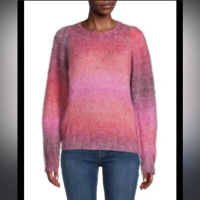 Frnch Noelia Puff Sleeve Sweater Fuzzy size Large dip dye-image