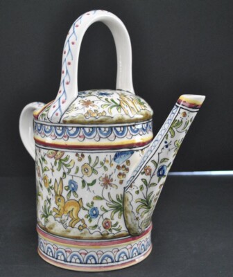Real Ceramica de Coimbra Portugal Hand Painted Watering Can shaped Pitcher-image