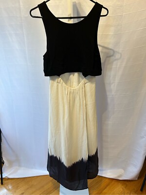 ALC Dip Dye Cutout Midi Dress Black Off White 2014 Large Sleeveless Silk-image