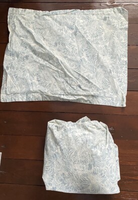 Pottery Barn Mari Porcelain Blue Floral Queen Duvet Cove & 1 Std Sham *READ-image