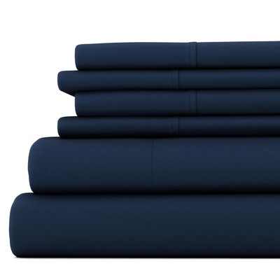 6 Piece Bed Sheet Set Navy Queen-image