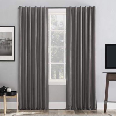Greyson Faux Dupioni Silk Thermal Extreme Total Blackout Back Tab Curtain Pan...-image
