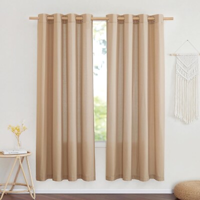 NICETOWN Linen Curtains, Semi-Sheer, Grommet, 2 Panels 72