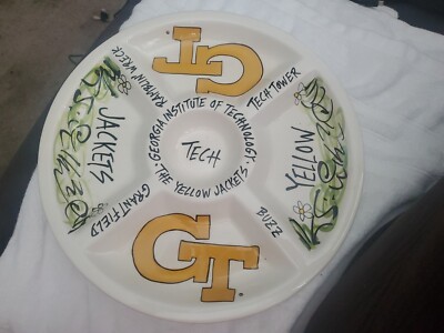 Cabells Too Georgia Tech Yellow Jackets Ceramic Chip Dip Snack Tray Platter-image