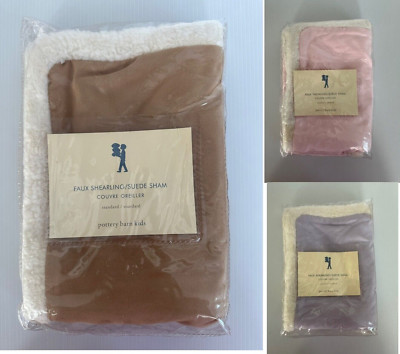 Pottery Barn Kids FAUX SHEARLING / SUEDE SHAM Camel,  Lavender or Pink NEW-image