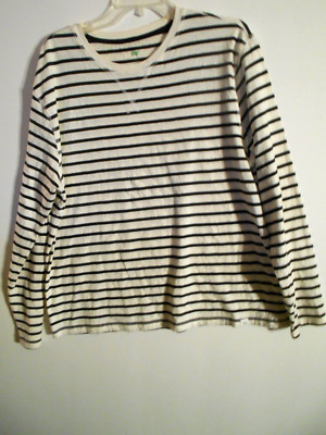 dip Womens XL Black White Cotton Round Neck Long Sleeve Athleisure Top-image