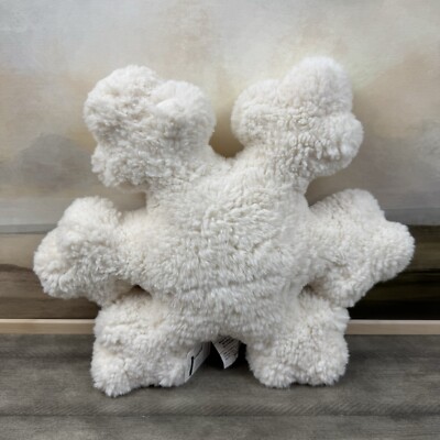Pottery Barn Sherpa Snowflake Shaped Decorative Throw Pillow Christmas Flaw Read-image
