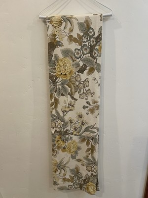 Pottery Barn Queen Duvet 2011 Chic Chinoiserie Peacock Beige Yellow Linen Cotton-image