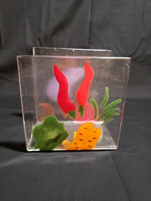 Fused Glass Colorful Studio Art Napkin Holder Peggy Karr-image