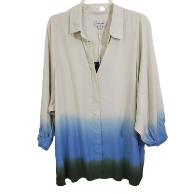 Rachel Comey x Target Dip Dye Ombre Tie Dye Blouse NWT Large Boho Button Front-image