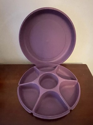 Tupperware NEW Vintage Large Veggie & Dip Serving Center Set #1665-1 Purple-image