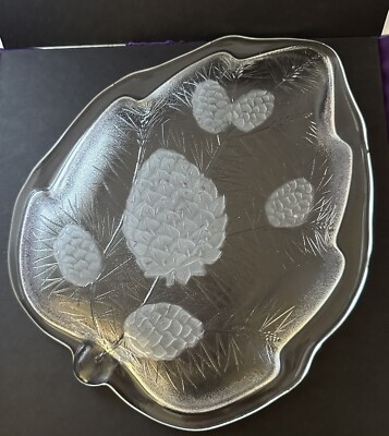 Crystal Clear Studio Pinecone Leaf Shape Frosted Glass Platter-image