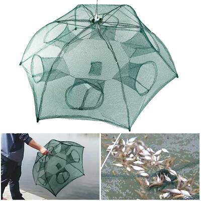 Foldable Fishing Bait Trap Crab Net Crawdad Shrimp Cast Dip Cage Minow 6 Holes-image
