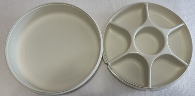 TUPPERWARE Serving Center 6-Part Divided Party Veggie Snack/Dip Tray 1665 & 1666-image