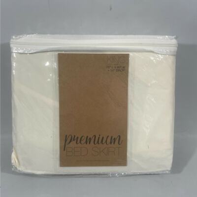 ienjoy Bed Skirt Home King Ivory Pleated Microfiber-image