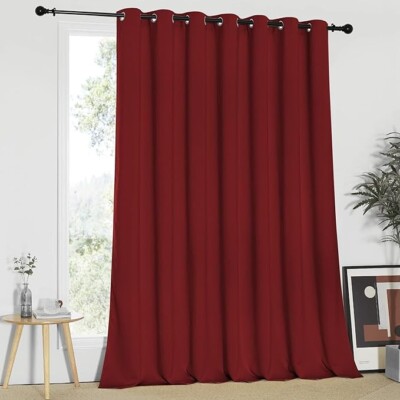 Burgundy Red Blackout Curtains 100 inches Wide x 95 inches Long (Set of 2)-image