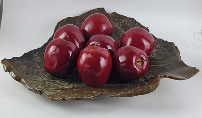 Studio Pottery Faux Fossil Forest Leaf Platter Handcrafted Stoneware, Signed KLW-image