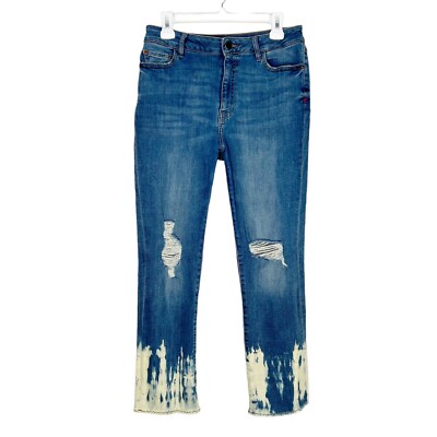 Warp and Weft Straight Crop Jeans Womens Size 30 High Rise Dip Dye-image