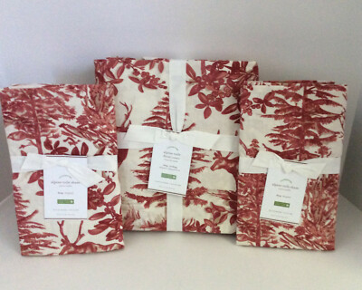 NEW Pottery Barn ALPINE TOILE King/Cal.K Duvet 2 King Shams Stag Deer Forest Red-image