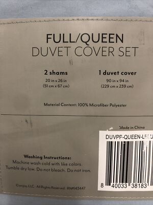 Full/Queen Duvet Cover Set 3 Pieces  Light Blue Pinch Pleat-image