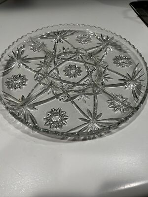 X-Large 13” Star Of David Serving Vegetable & Dip Tray Anchor Hocking Vintage-image