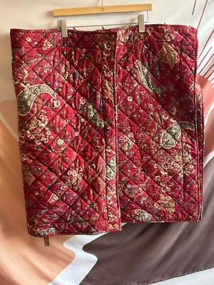 Pottery Barn Anibel Shams Red Floral Paisley Quilted Standard Pillow Tie Closure-image