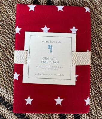 New! One Pottery Barn Kids Red W/ Stars Organic Standard Sham-image