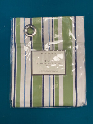 Pottery Barn Stripe Grommet Cafe Curtains 44x38 - 100% Cotton NEW!!-image