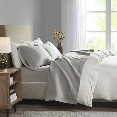 MADISON PARK 3 PIECE SHEET SET COLOR GREY SIZE TWIN XL NEW-image