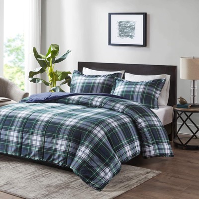Madison Park Essentials Parkston Plaid Comforter, Matching Sham, 3M Scotchgua...-image